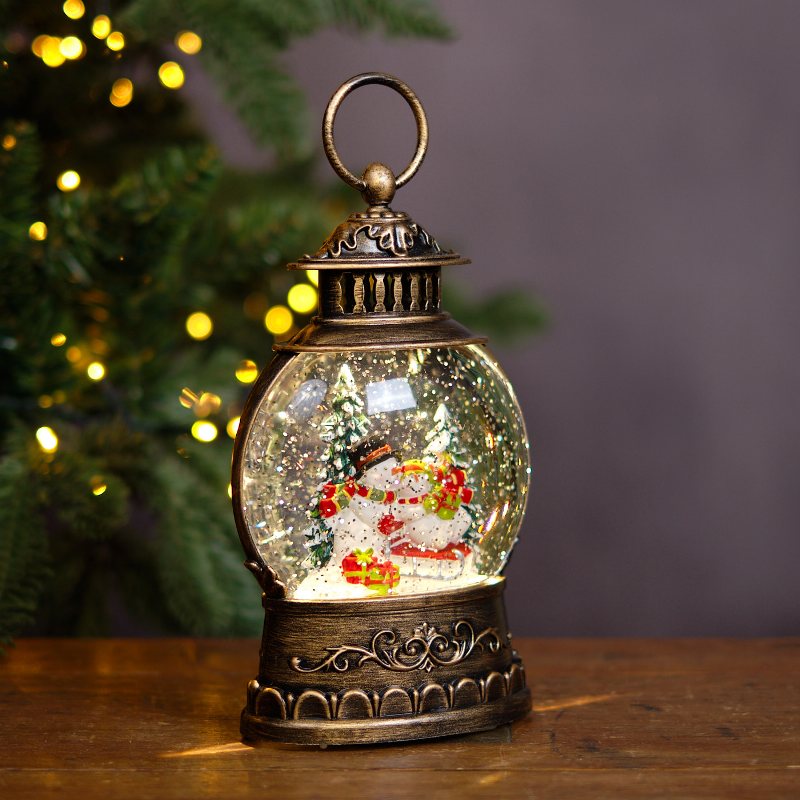 Round Snowman Lantern Water Spinner