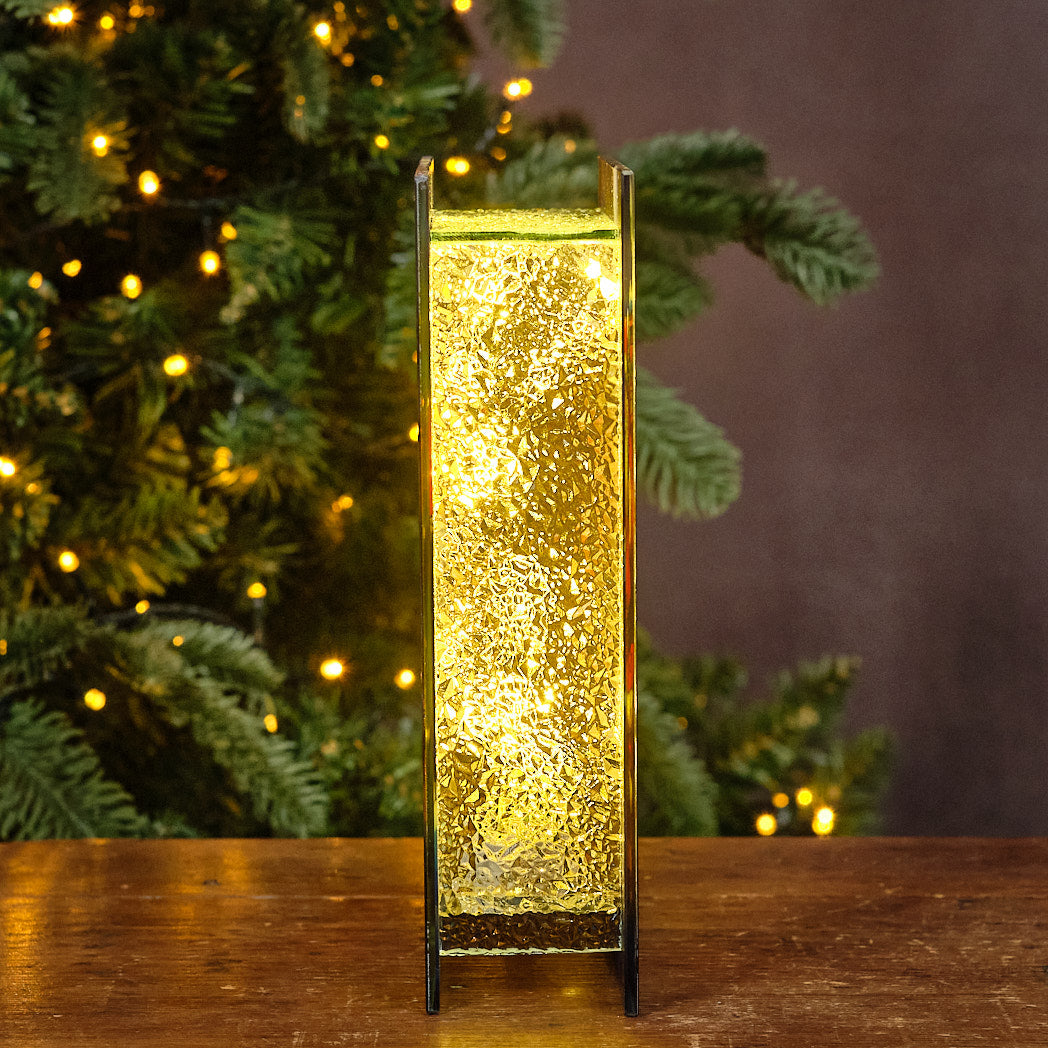 Santa on Chimney LED Stained Glass Lamp