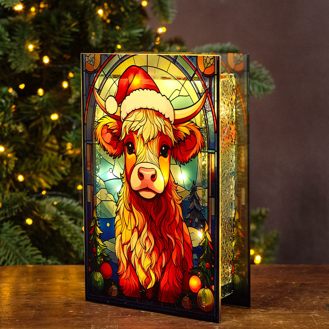 Highland Cow LED Stained Glass Lamp