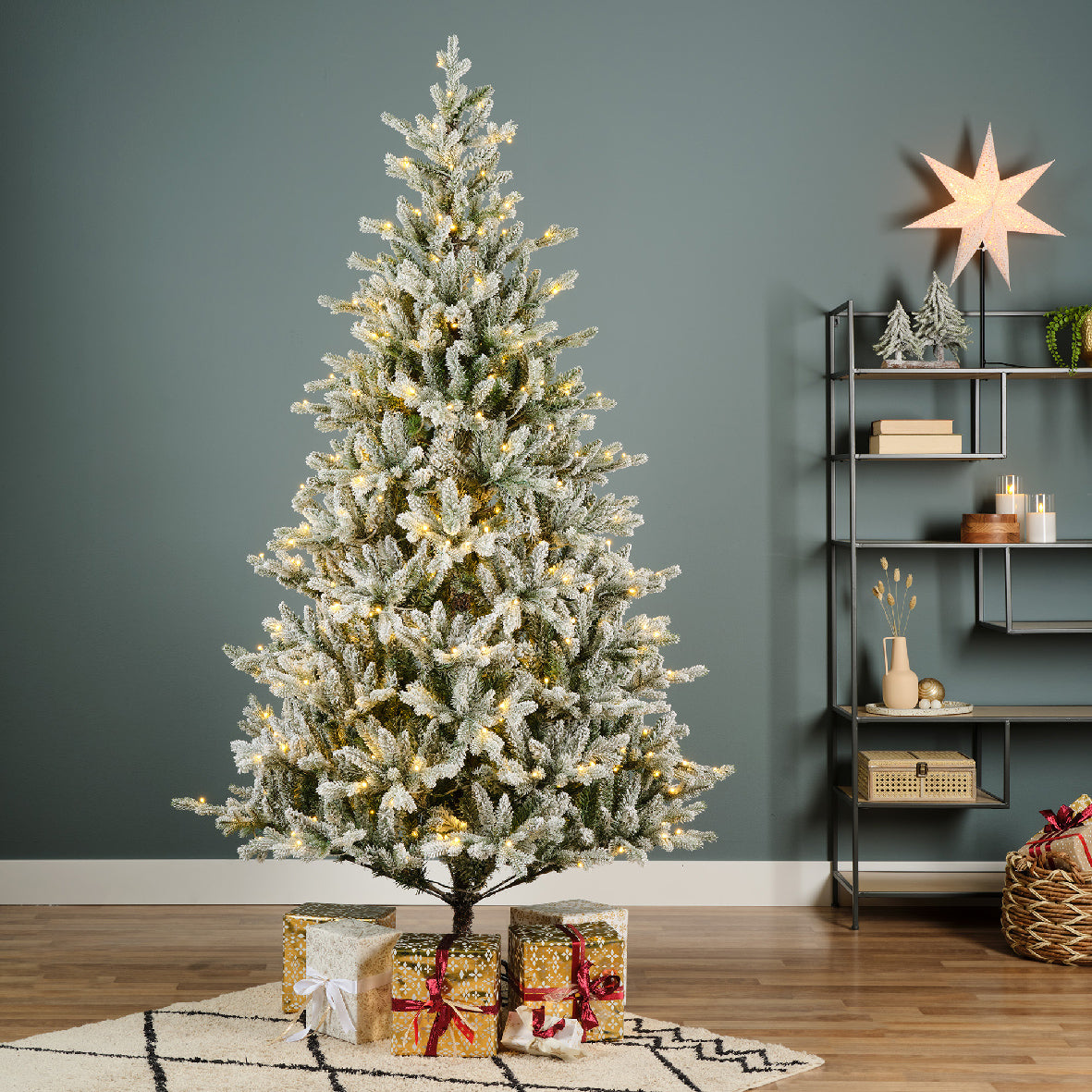 Pre-Lit Superior Snowy Pine Christmas Tree (7ft)
