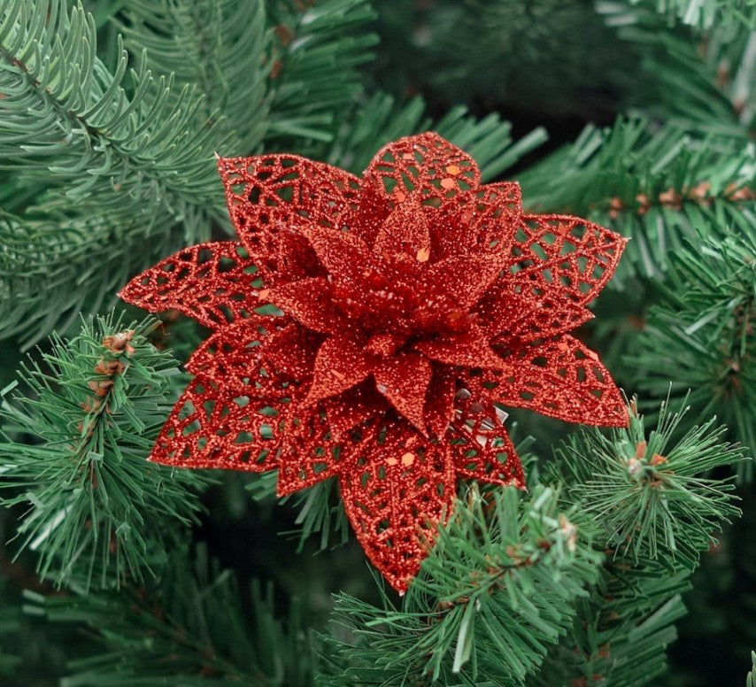 Mini Lace Poinsettia Clip-On