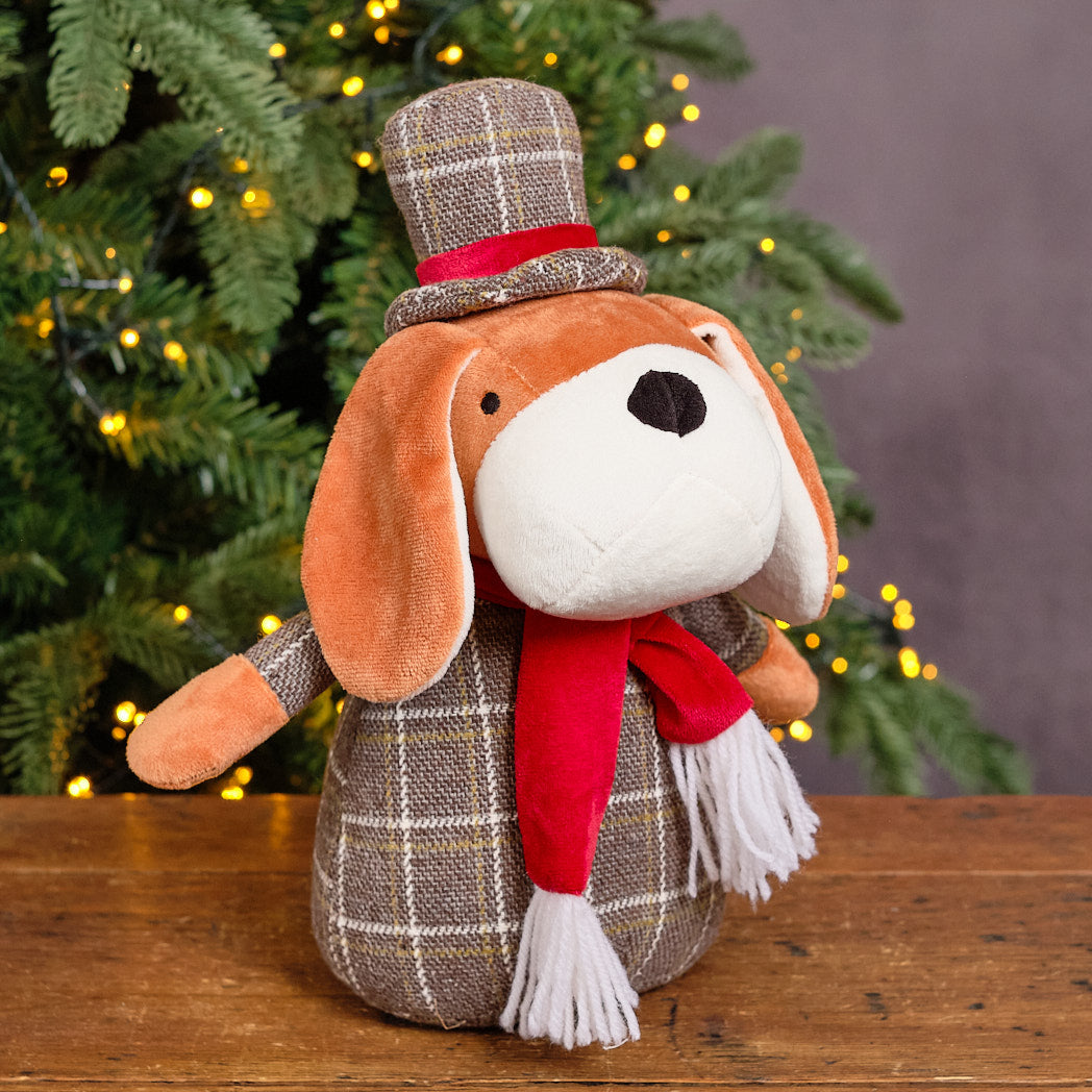 Grey & Red Christmas Hound Decoration