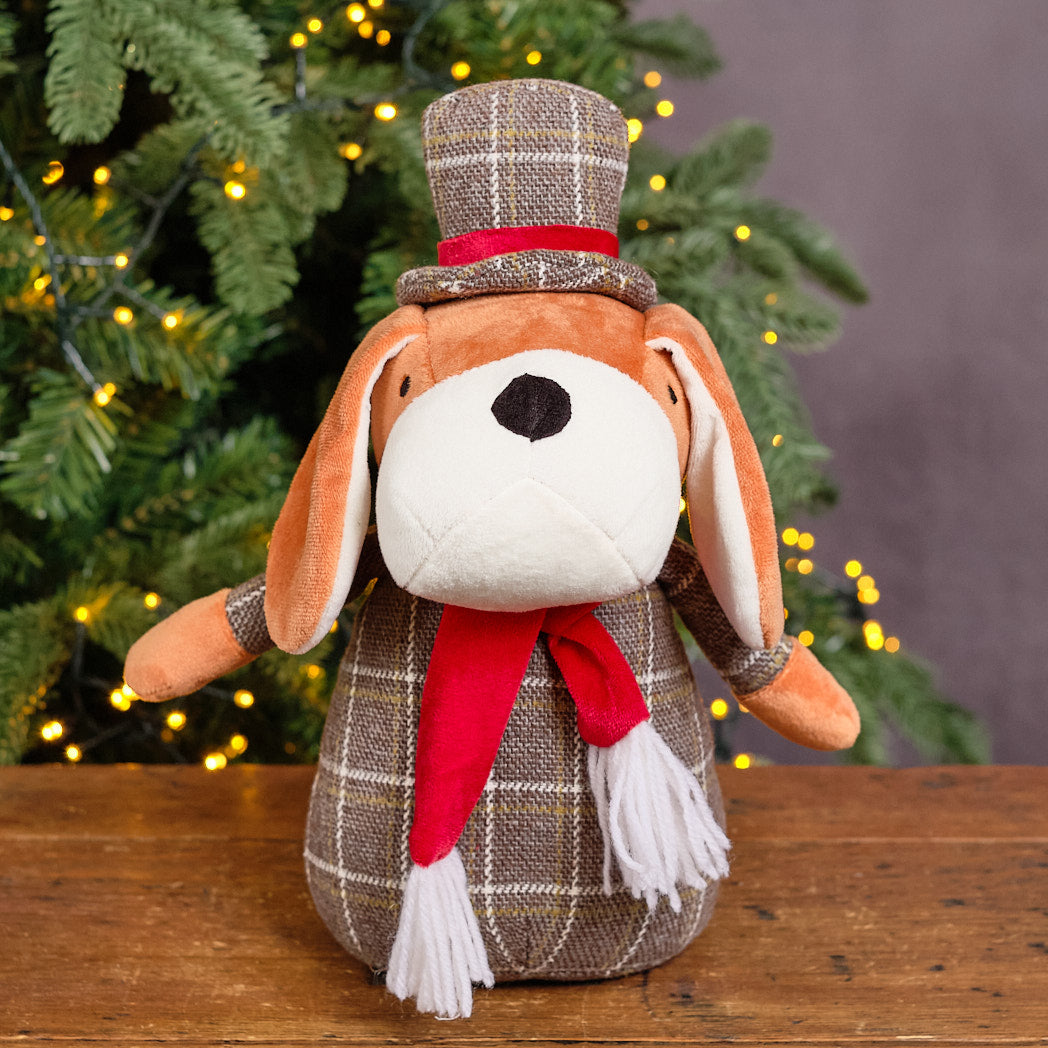 Grey & Red Christmas Hound Decoration