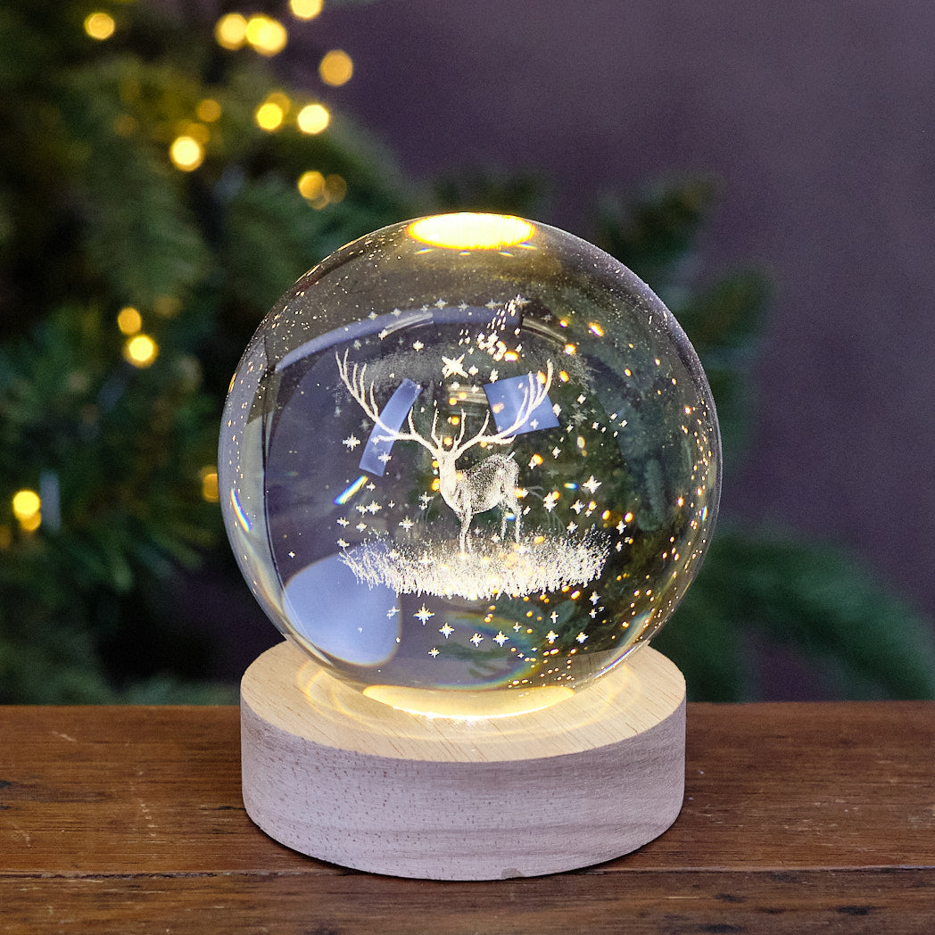 USB LED Glass Ball - Reindeer Scene