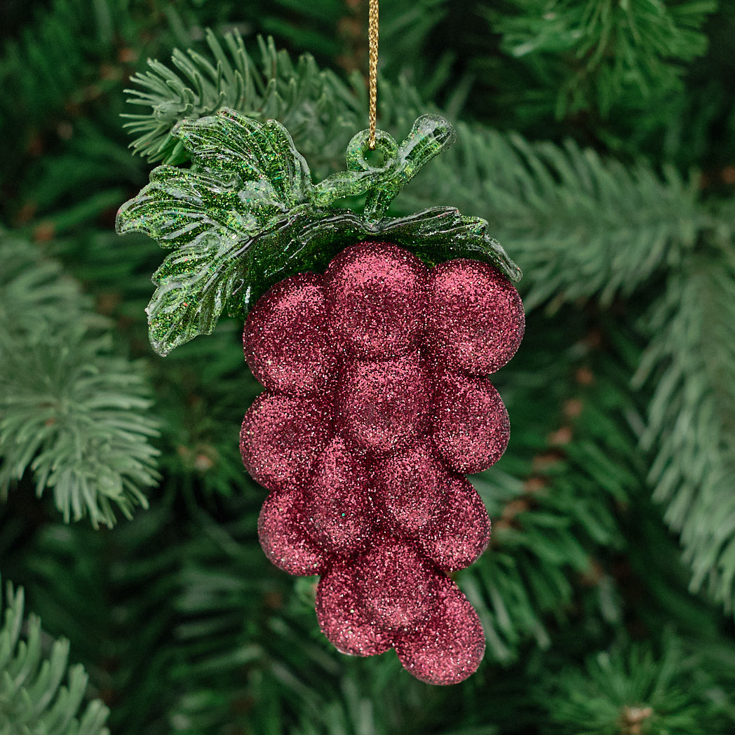 Burgundy & Green Glitter Grape Tree Decoration