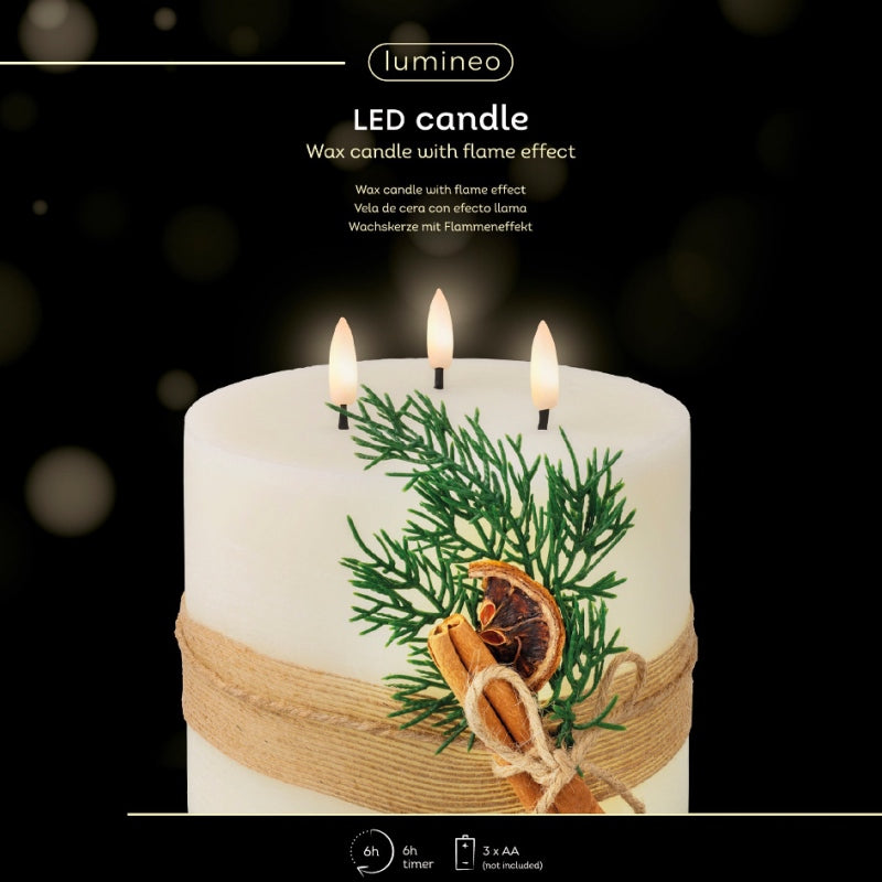 Light Up Festive 3 Wick Candle