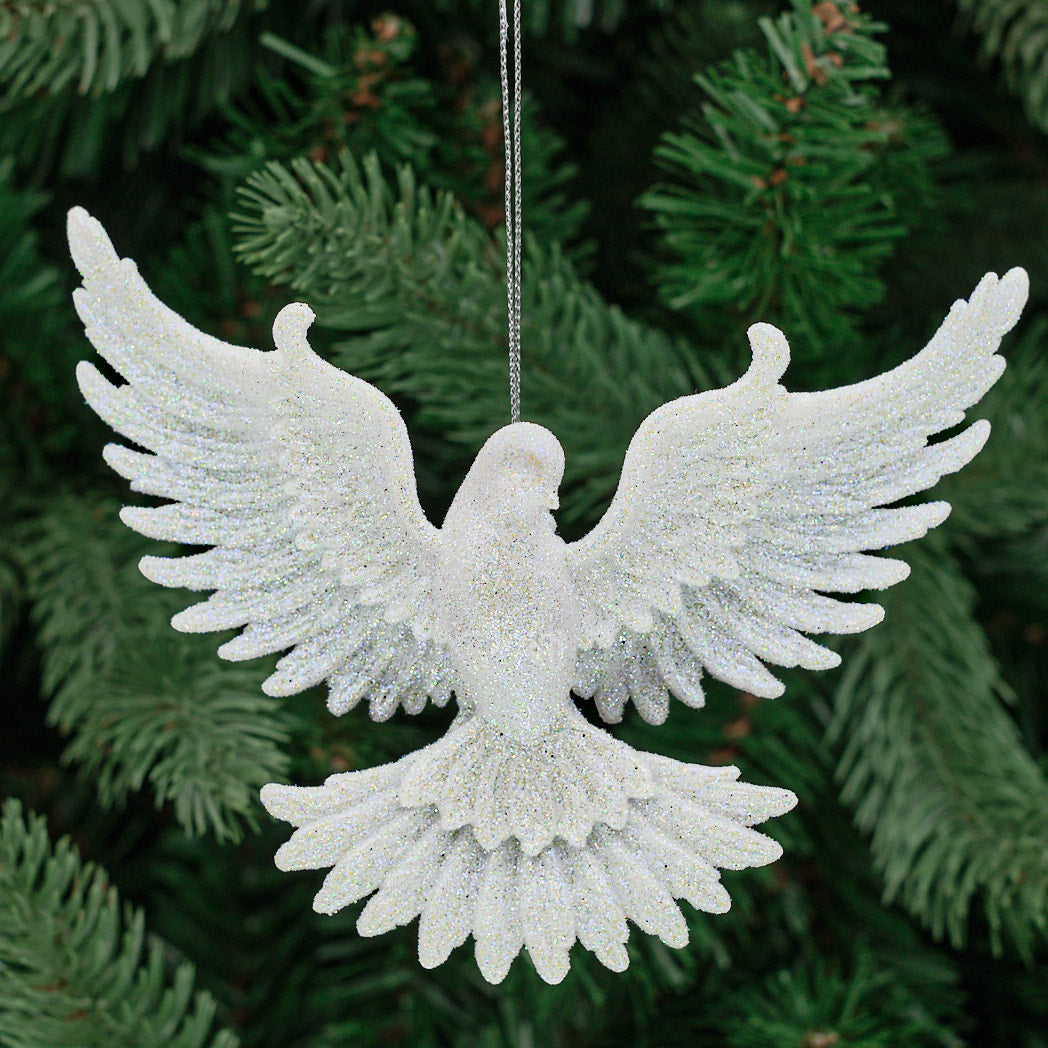 Iridescent White Acrylic Dove Tree Decoration