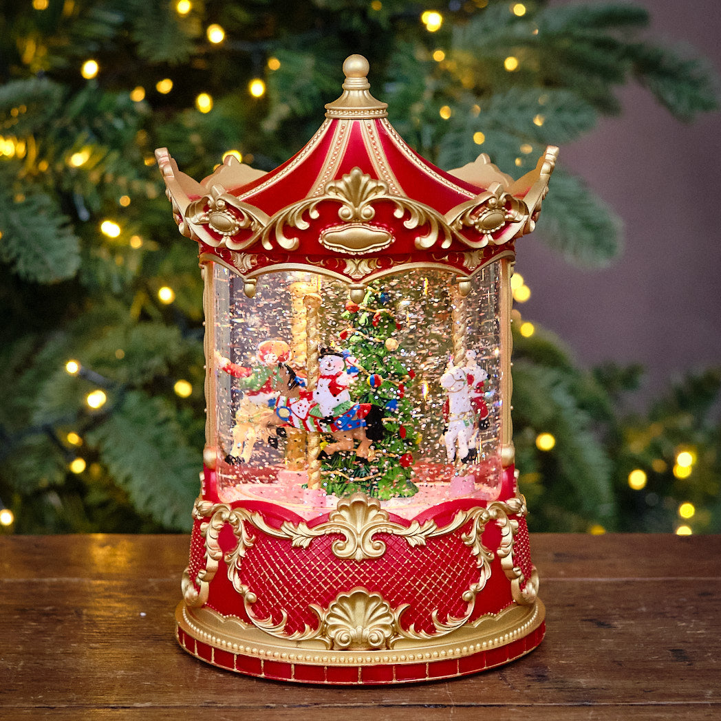 Musical Rotating Christmas Carousel Water Spinner