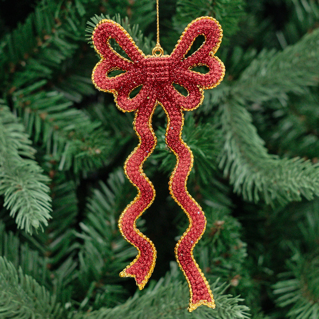 Red Acrylic Long-Tail Bow Decoration
