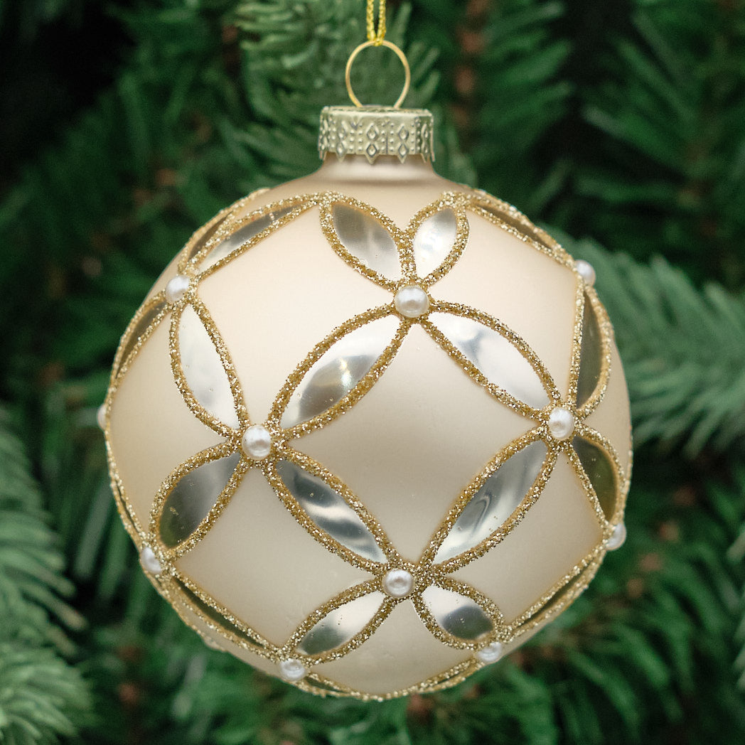 Champagne Round Glass Bauble - Interlocking Circles