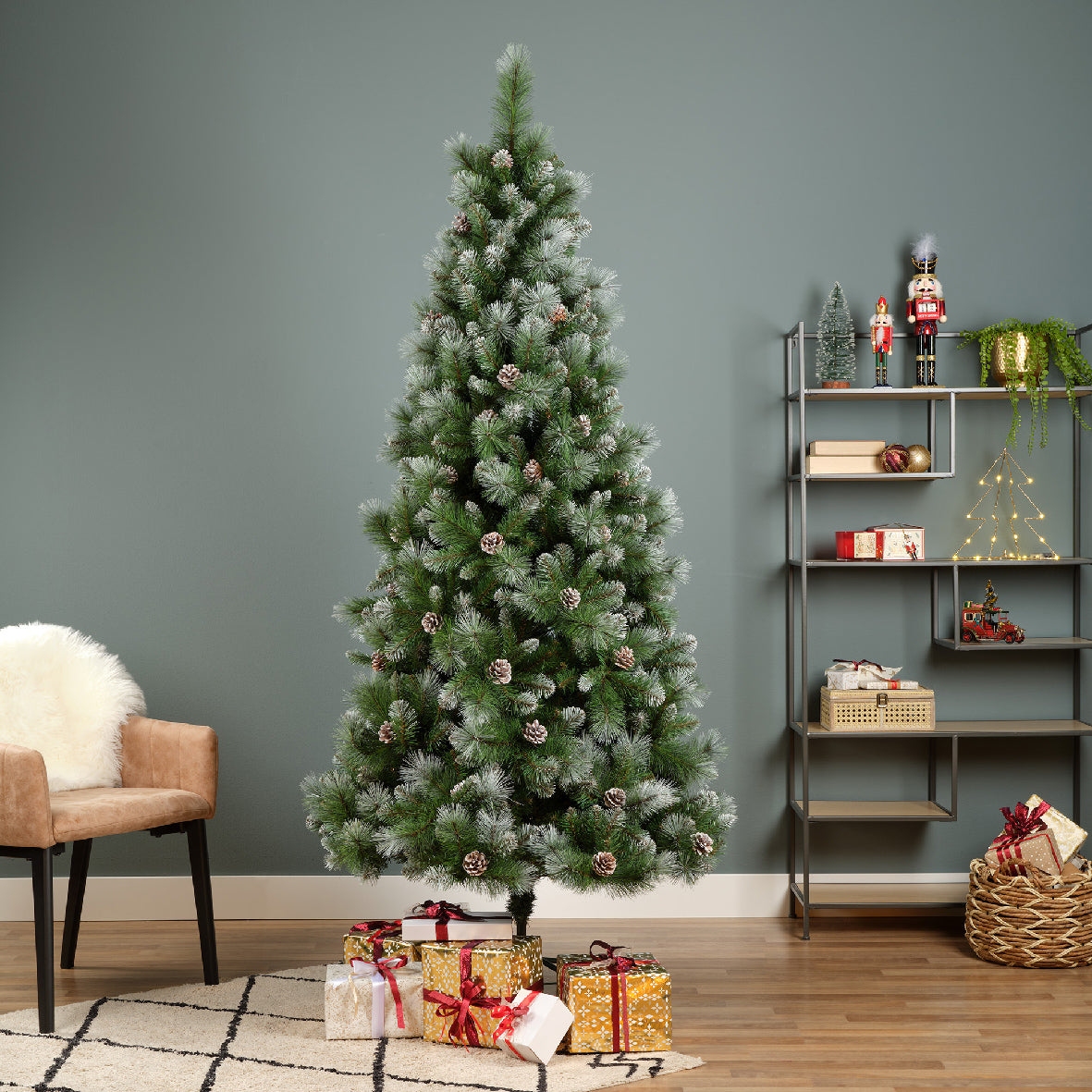 Frosted Slim Pine Christmas Tree (7ft)