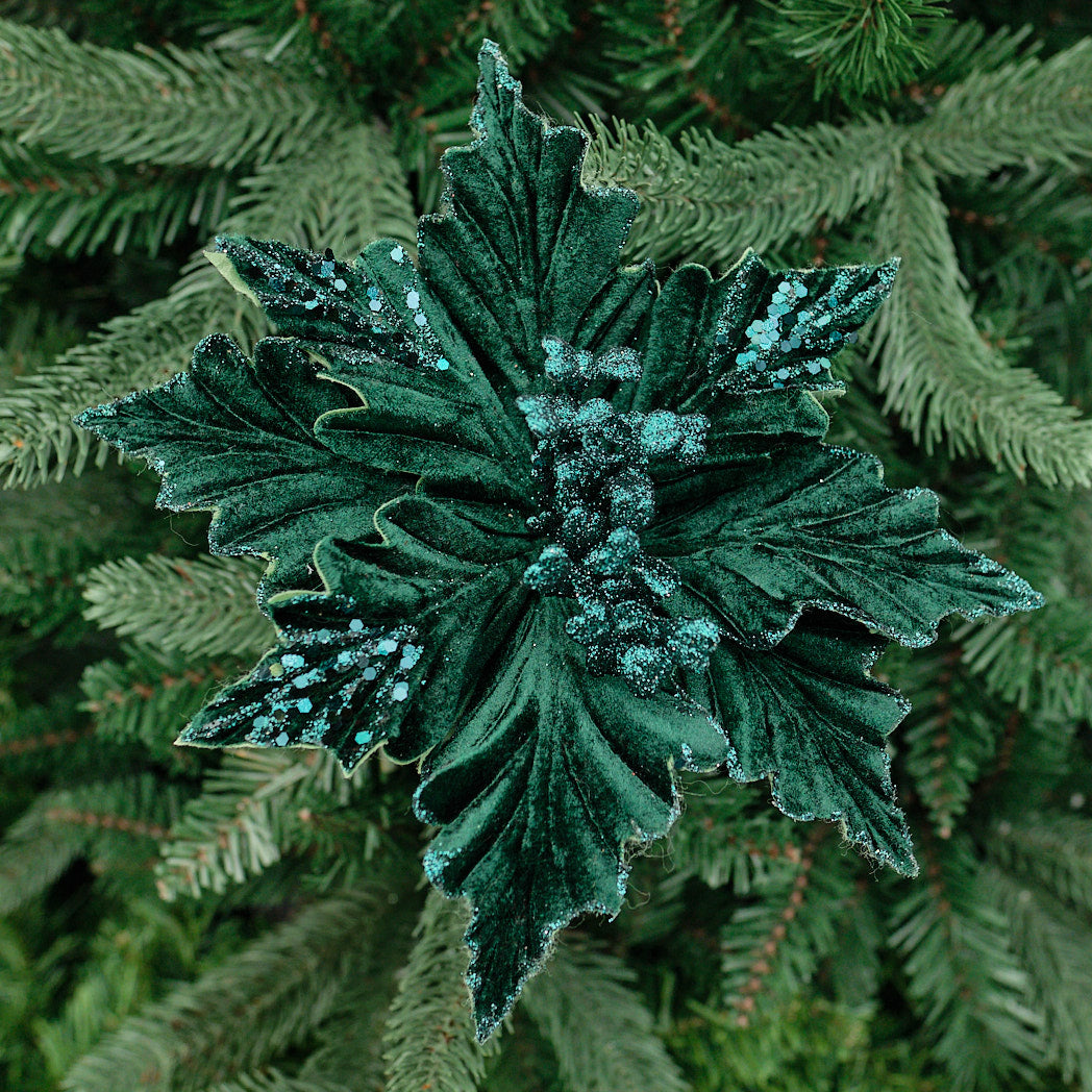Green Layered Fold-Out Poinsettia Stem