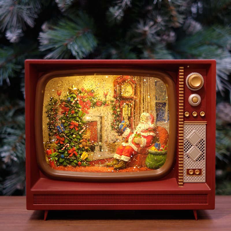 Christmas Scene Television Water Spinner