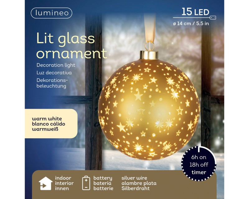 Gold Glass LED Star Ball