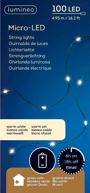 Indoor Battery Wire 100 LED 6h Timer Lights