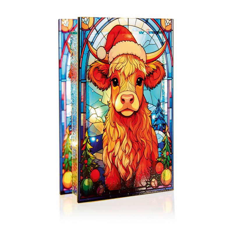 Highland Cow LED Stained Glass Lamp