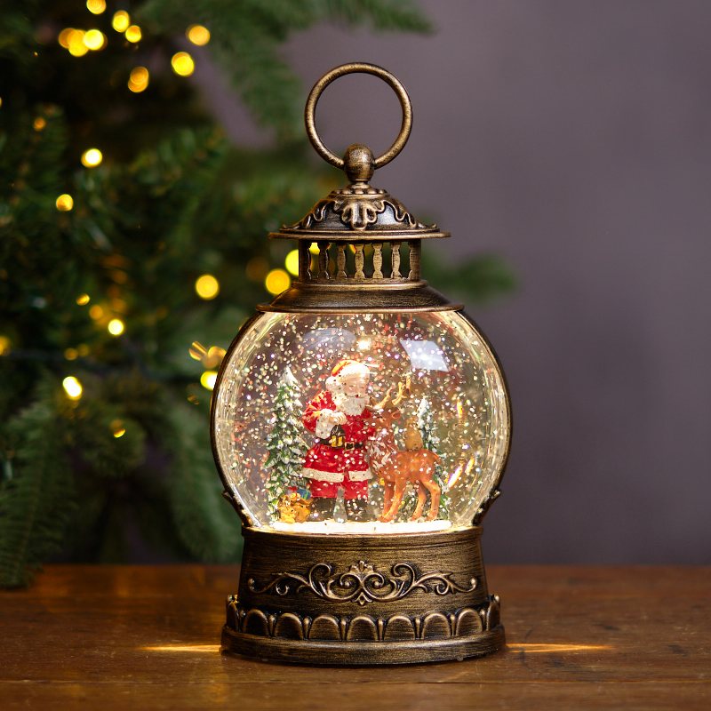 Round Santa Lantern Water Spinner