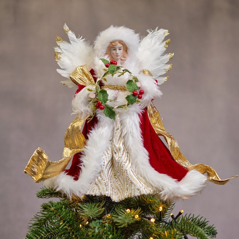 Fur Trim Tree Topper Angel