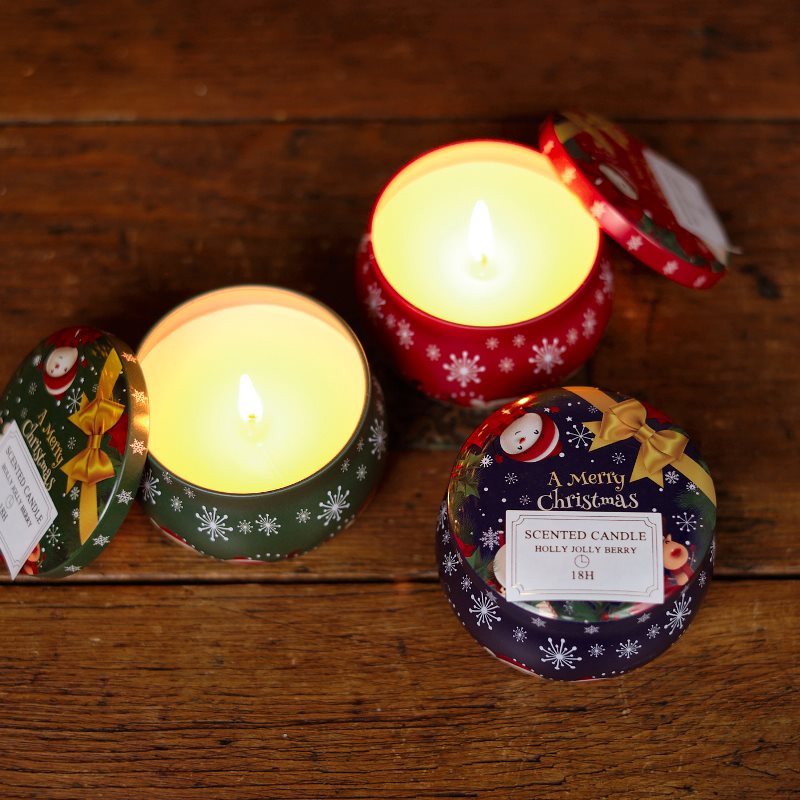 Christmas Scented Round Candle Tin